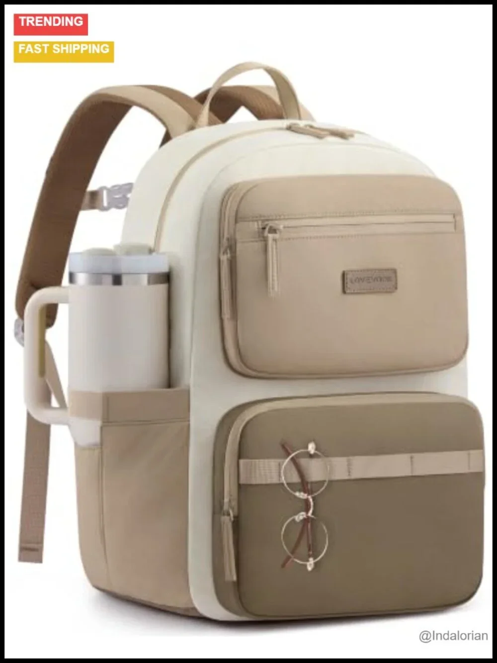 Laptop Backpack with Cup Holder for Women, 17.3 Inch Anti-Theft Water Resistant